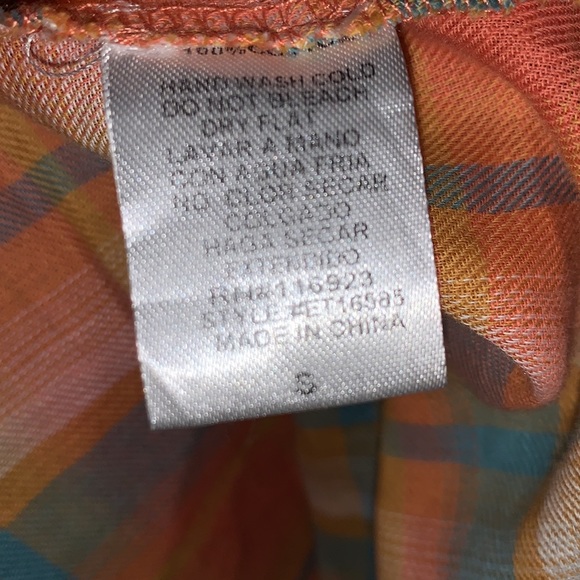 NWOT Easel Boho Orange Plaid Swing Top - Picture 4 of 4